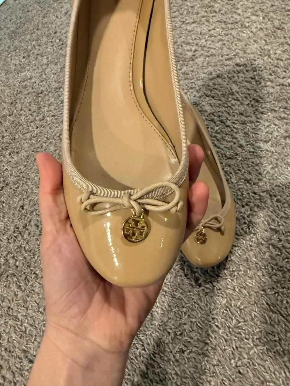 Tory Burch Block Heel Ballet Shoes Glossy , size 8